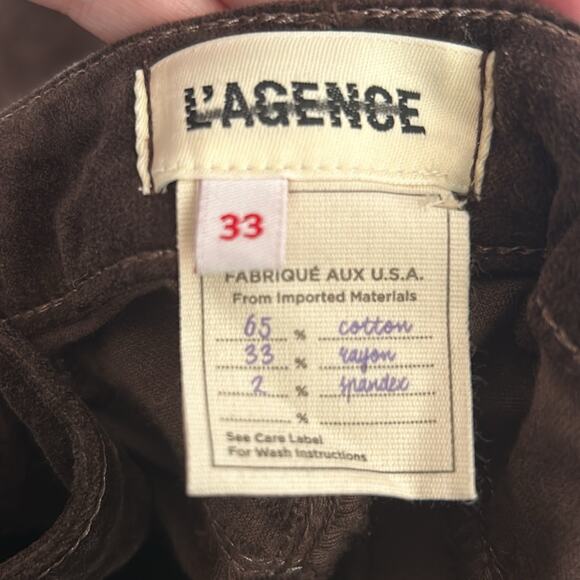 NEW L’Agence Stevie chocolate brown velveteen gold chain detail bootcut pants - Picture 16 of 16